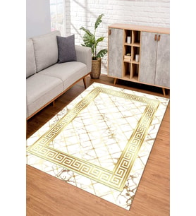 Dijital Kaymaz Taban Yıkanabilir Renkli Salon Halısı Mutfak Halısı Yolluk ND-SM-36 (Beyaz)