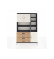 Arges Dolap 9 Raflı 4 Çekmeceli 3 Kapaklı 132x30x195 Antrasit-Aytaşı/Çam