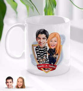 BK Gift Kişiye Özel İsimli Sevgililer Karikatürlü Beyaz Kupa Bardak-7