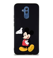 Huawei Mate 20 Lite Soft Premier Kapak Mickey Mouse-C Tasarımlı Silikon Kılıf - Siyah (Şeffaf)