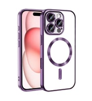 Apple iPhone 16 Pro Uyumlu Kılıf Kamera Korumalı M-safe Wireless Şarj Özellikli Zore Demre Kapak (Koyu Mor)