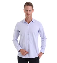 Hatemoğlu Lila D. Slim Fit Desenli Pamuklu Slim Yaka Uzun Kollu Spor Gömlek