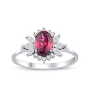 Lotus Çiçeği Rhodolite Tektaş Pırlanta Yüzük
