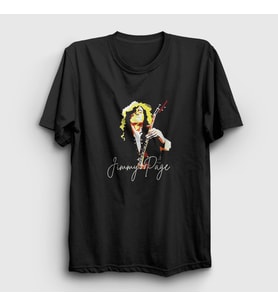 Presmono Unisex Siyah Led Zeppelin Jimmy Page T-Shirt 371608tt