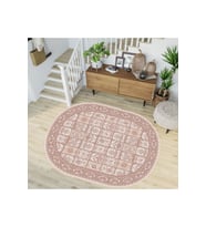 Eliana Home Baskılı, Yıkanabilir Kaymaz Taban Oval Halı LNA7220-HT047 100x150 cm (Pembe)