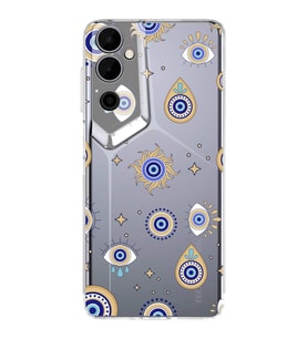 PrintiFy Tecno Pova Neo 2 ile Uyumlu Nazar Boncuğu 5  Kamera Korumalı Şeffaf Silikon Kılıf