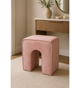 Dekoratif Puf Tabure Pembe Baby Face Kumaş 43x37x43 cm