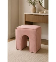 Dekoratif Puf Tabure Pembe Baby Face Kumaş 43x37x43 cm