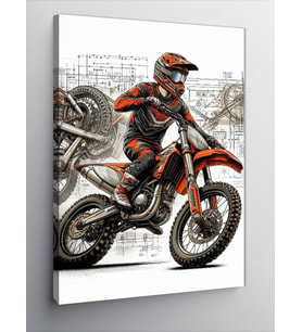 Kanvas Tablo Motor Üzerinde Yarışçı