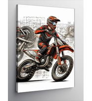 Kanvas Tablo Motor Üzerinde Yarışçı