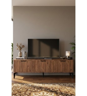 TV Sehpası 160 cm TV Ünitesi Kapaklı Modern Şık Minimal Salon Konsolu Royal 5093 Sepet