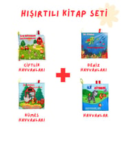 4'LÜ HIŞIRTILI KİTAP SETİ: İLK KİTABIM HAYVANLAR & ÇİFTLİK,KÜMES,DENİZ HAYVANLARI (Çok Renkli)