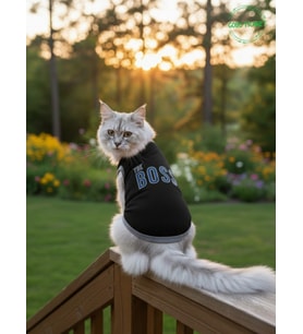 The Boss (Patron) Desenli Kedi ve Köpek Kıyafeti–Sevimli Evcil Hayvan Tişörtü Elbisesi, Farklı Renklerde (Siyah)