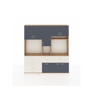 Arges Dolap 10 Raflı 6 Çekmeceli 8 Kapaklı 220x30x243 Çam-Antrasit/Aytaşı