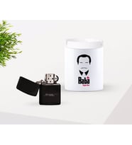 BK Gift Kişiye Özel Babalar Günü Hediyesi Baba Godfather Tasarımlı Seramik Kül Tablası ve Benzinli Çakmak Seti-5 (Model 1)