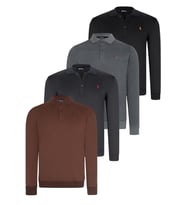 DÖRTLÜ SET V4007 DEWBERRY ERKEK SWEATSHIRT-SİYAH-LACİVERT-ANTRASİT-KAHVE