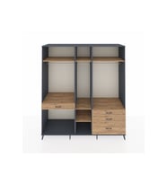 Kronos Dolap 7 Raflı 4 Çekmeceli 3 Askılı 220x59x243 Antrasit-Çam/Çam
