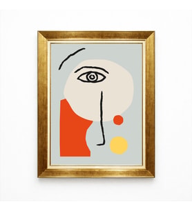 Tablore Minimalist Soyut Göz Çizgisel Bohem Tarz Gold Çerçeveli Modern Duvar Tablosu