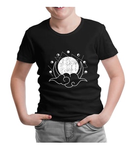 Moon Phases Behind a Cloud Siyah Çocuk Tshirt