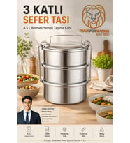 3 Katlı Paslanmaz Çelik Sefer Tası 4.5 L Bölmeli 17x20 cm
