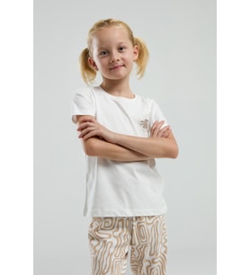 Toontoy Kız Çocuk Göğsü Baskılı Pijama Takım (Bej)