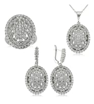 Gümüş Beyaz Taşlı Bayan Set (Standart)