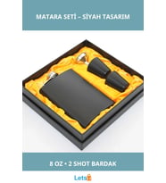 Paslanmaz Çelik 2 Shot Bardaklı Matara Siyah Renk