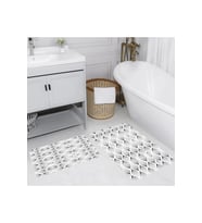 Rovigo Home Dijital Baskılı 2'li Banyo paspas Takımı RVG5218 (Beyaz)