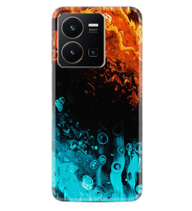 Vivo Y35 Kılıf Silikon Desen Özel Seri Orange Blue Color 1665