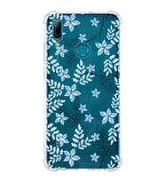 Huawei P Smart 2019  Köşe Korumalı Antişok Kapak Floral Mavi Tasarımlı Şeffaf  Kılıf