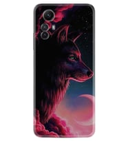 Xiaomi Redmi Note 12S Kılıf Resimli Desenli Baskılı Silikon Wolf and Moon 1380