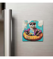 Otter - Su Samuru - Güneş Gözlüklü Style - Buzdolap Magneti - 9x9 Cm