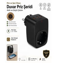 3680W 2.4A 2xUSB 1xType-C 1xSoket Alman Akım Korumalı Saf Bakır Çoklu Kablosuz Duvar Prizi 1050J