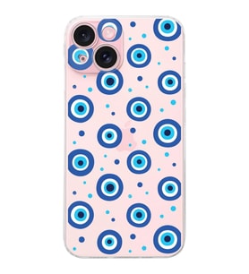 PrintiFy iPhone 15 Plus ile Uyumlu Nazar Boncuğu 1 Baskılı Kamera Korumalı Şeffaf Silikon Kılıf