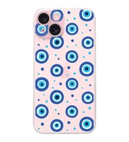 PrintiFy iPhone 15 Plus ile Uyumlu Nazar Boncuğu 1 Baskılı Kamera Korumalı Şeffaf Silikon Kılıf