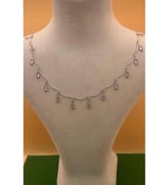 Kadın Gümüş Renk Zirkon Taşlı Şık Tasarım Kolye 45 CM (Açık Pembe)