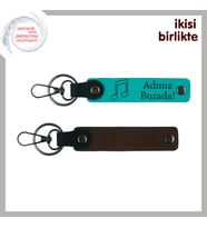Sevgilinizle Ortak Anılara Melodik Dokunuş, Kişiye Özel Anahtarlık Seti, Koyu Turkuaz-Koyu Kahve