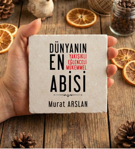 Kişiye Özel Abiye Hediye Bardak Altlığı Doğum Günü Hediyesi (Krem)