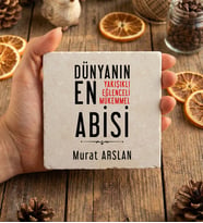 Kişiye Özel Abiye Hediye Bardak Altlığı Doğum Günü Hediyesi (Krem)