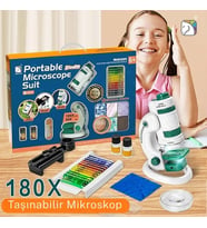 Monozone Çocuk Bilim Deney Cep Mikroskop seti 60-180x Eğitici Mini El Mikroskop Işıklı Mobil Uyumlu