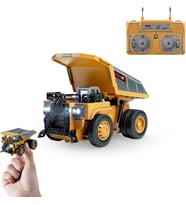 1/64 RC Damperli Kamyon, Mini Damperli Kamyon Oyuncak, Metal Yatak ve Işık ile 8 Kanallı Uzaktan Kumandalı Oyuncak, RC İnşaat Araçları, Tip-C Dahili Pil, Erkek ve Kız Yaş 3+ için Doğum Günü