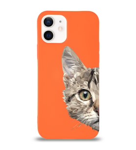 Apple iPhone 12 Mini Uyumlu Lansman Kılıf Catface Tasarımlı Altı Kapalı İçi Kadife Kaplı  Kapak (Şeffaf)