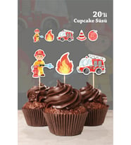 İtfaiye Temalı Cupcake Süsü 20'li