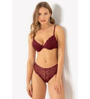 Miorre Push-Up Dolgulu Dantel Sütyen Takım (Bordo)
