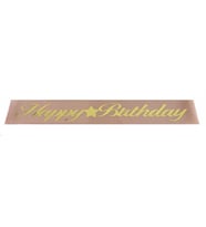 Kuşak Kurdela Happy Bırhday Pembe Altın .5 Mt-