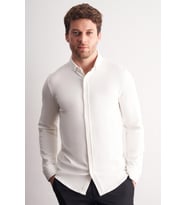 Beyaz Smart Düğmeli Yaka Uzun Kol Cepsiz Slim Fit Casual Gömlek 1004255169