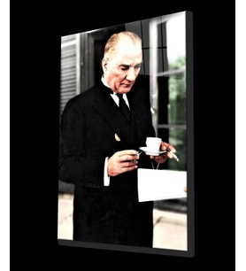 Atatürk Portresi Cam Tablo, Ev ve Ofis Duvar Dekoru, Hediyelik Büyük Temperli 4 mm Cam Tablo