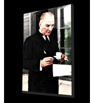 Atatürk Portresi Cam Tablo, Ev ve Ofis Duvar Dekoru, Hediyelik Büyük Temperli 4 mm Cam Tablo