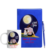 Sevgililer Gününe Özel Mavi Defter Kalem & Kupa Hediye Seti 3