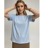26047 %100 Pamuk Kadın Bisiklet Yaka Taş İşleme Oversize Penye Bluz